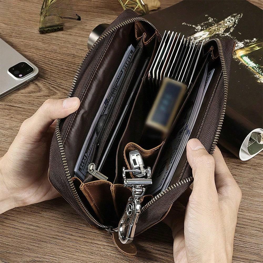 Men's Clutch Bag Retro Long Clutch Bag Men's Business Zipper Wallet Wallet