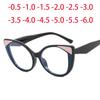 Trendy Cat-Eye  Frame Colorful Patchwork Large Size Prescription Short Sight Eyewear 0 -0.5 -1 -1.25 -1.5 -1.75 -2.0 To -6