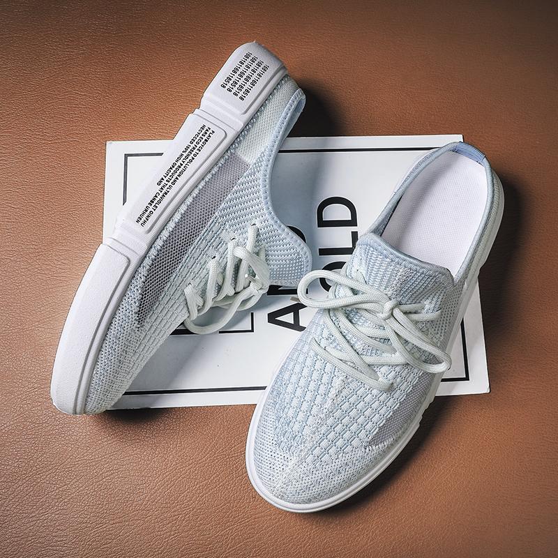 Fashion New Canvas Shoes Mesh Half Tray Shoes Men's Summer Lazy Slippers Student Casual Shoes Sports Fashion Hollow Breathable Sandals