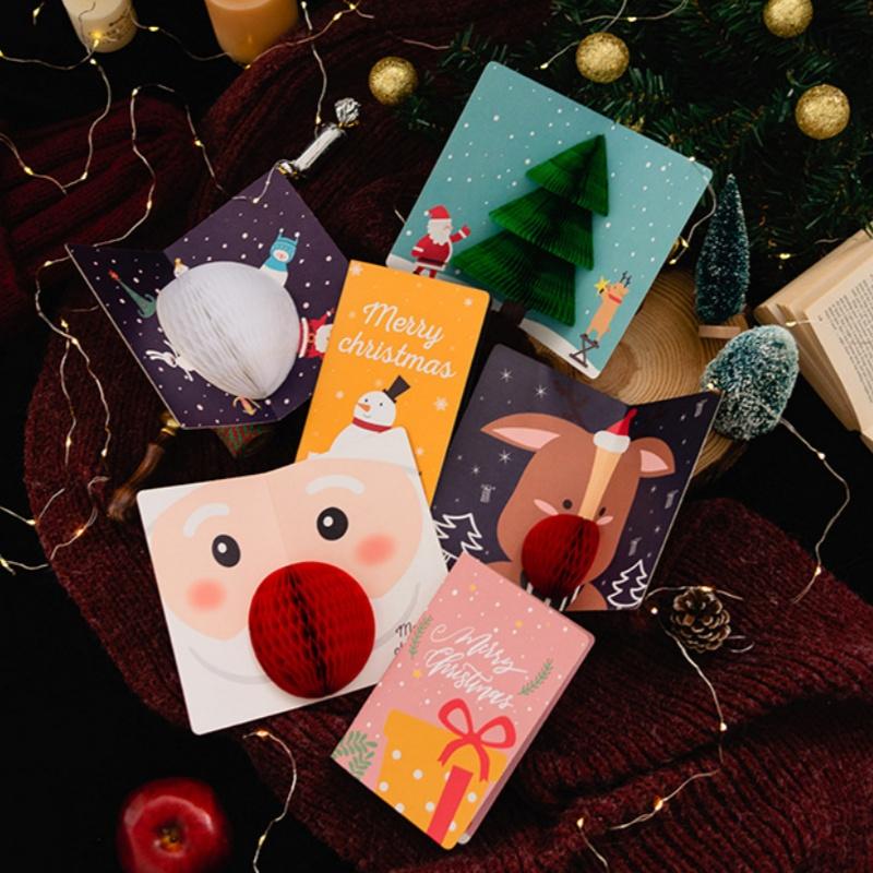 3D Pop Up Christmas Cards with Envelopes Sealing Stickers, Honeycomb Xmas Cards, Cute Merry Christmas Card Holiday Greeting Gift