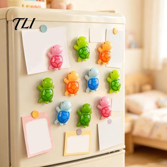 Magnetic Memo Holders 5Pcs Mini Resin Turtle Refrigerator Magnet, Colorful Tortoise Fridge Decorative Magnets Home Office Kitchen Locker Accessories