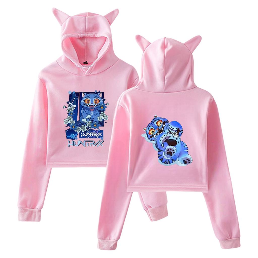 Women Sexy KPop Demon Hunters Cartoon Print Cropped Sweatshirts Loose Harajuku Pullovers Korean Casual Tops