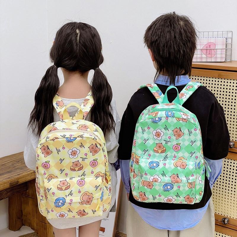 School bag cartoon cute bag kapibara printed children's school bag boys and girls casual backpack tide