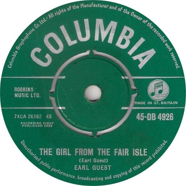7inch Record EARL GUEST - The Girl From The Fair Isle / Twist 45DB4926 COLUMBIA 1962 UK Jazz Used