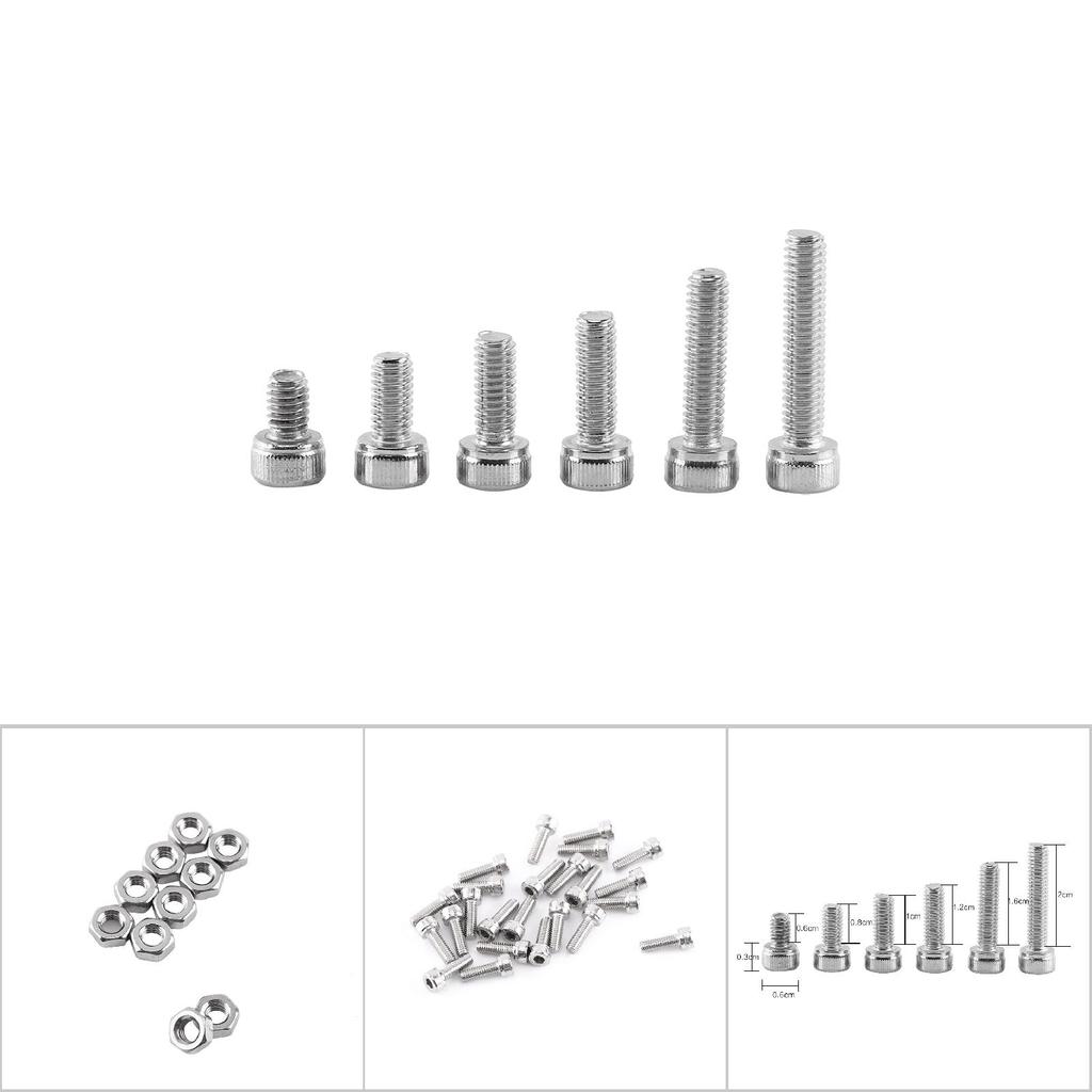 M4 A2 Stainless Steel Hex Socket Screws With Hex Nuts Assortment Fasteners( Head)