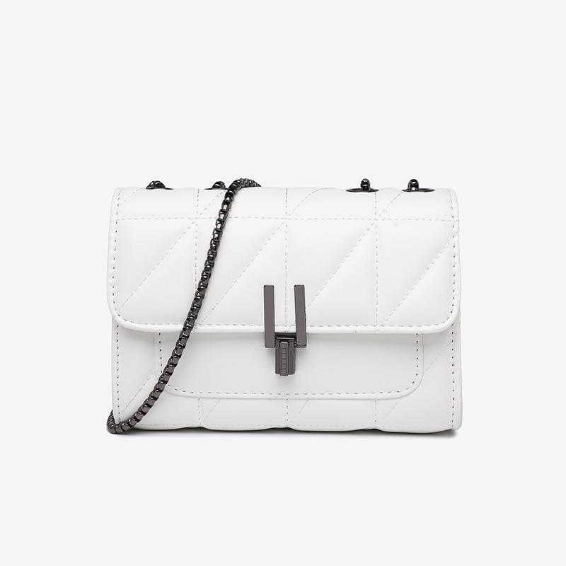 Small Fang Bag for Women PU New Style Small Fragrant Wind Ling Grid Chain Bag Single Shoulder Crossbody Versatile Large Capacity