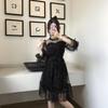 2026 Spring/Summer Star Sequin Fairy Dress with Mesh Bell Sleeves and High Waist Lace-up Design