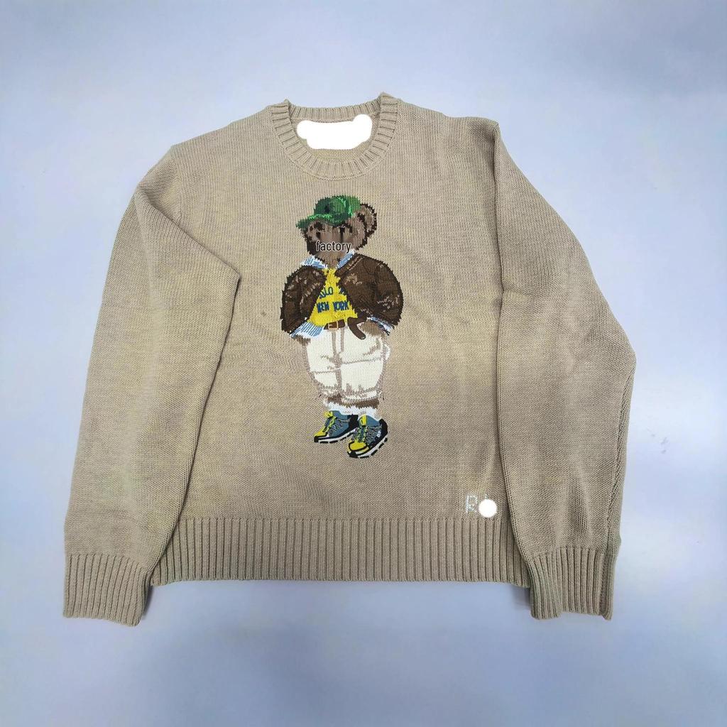 Cross-Border High-Quality Scanable R-L Pure Cotton Heavy-Duty Cartoon Little Bear Women's Sweater - Autumn/Winter 2025 Edition