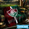 Custom Name Fluminense Fc Crest Flannel Blanket, Use for Birthday/Holiday Gift, Soft Blanket for Sofa/Bed/Camping/Office, Home Decor