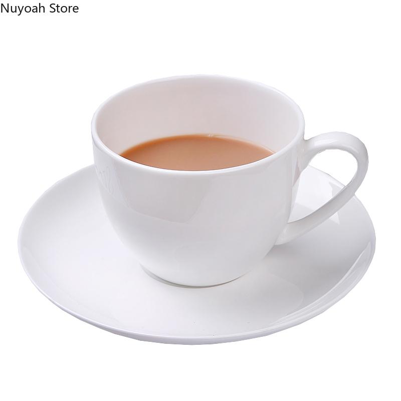 Simple Bone China Coffee Cup and Saucer Pure White Creative Ceramic Coffee Cup Flower Tea Cup Household 150ml Milk Cup Water Cup