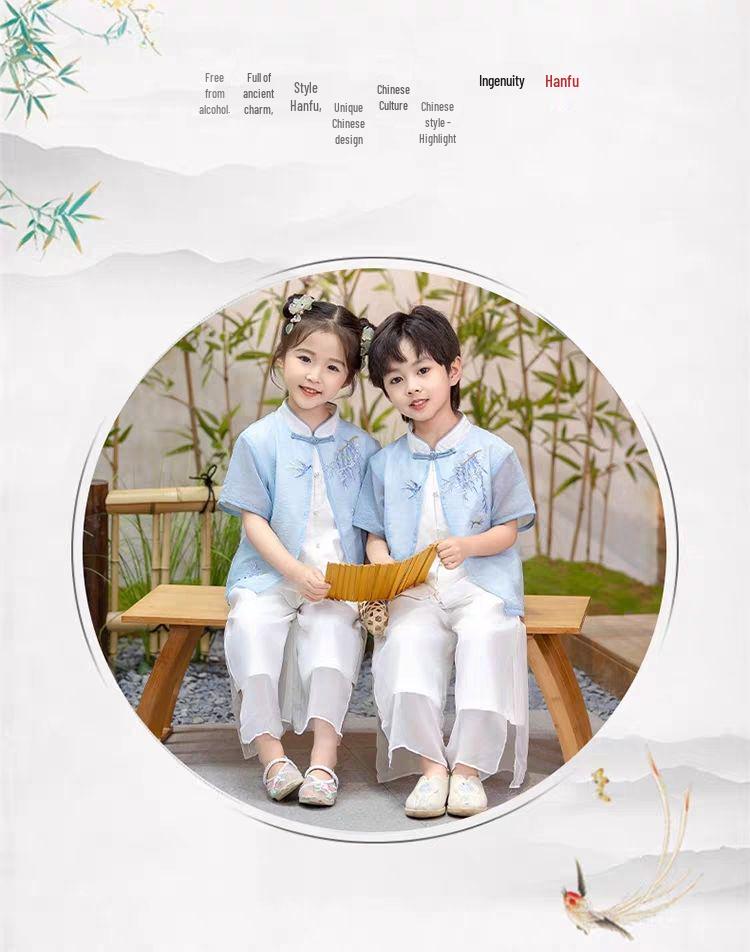 Traditional Chinese Hanfu for Kids: Tang Dynasty-Inspired Outfits for Boys and Girls, Perfect for Performances and Sibling Matching.