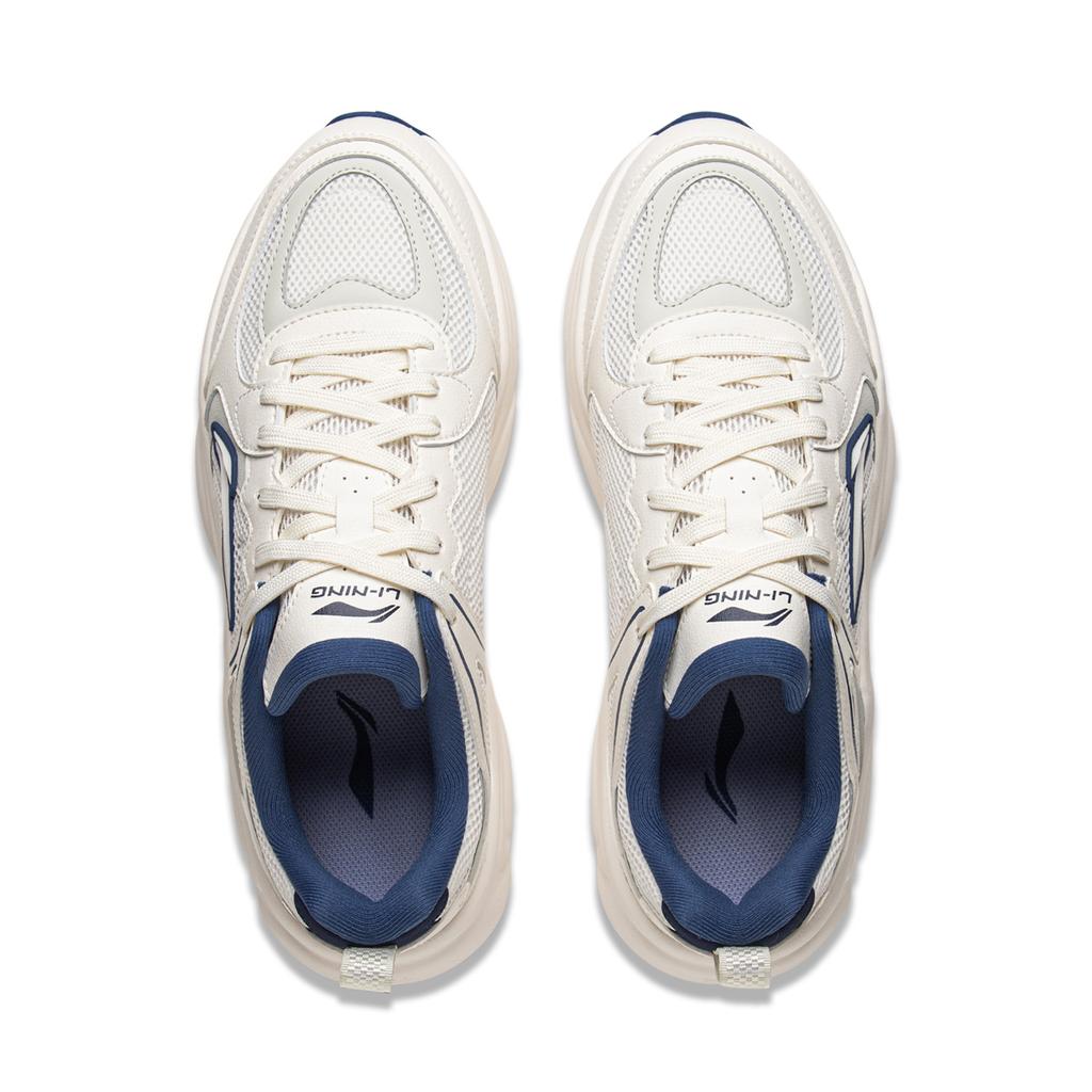 New LiNing Coconut Milk Breathable And Lightweight Low Top Chunky Sneakers Men's White Gray Blue AGCV403-1
