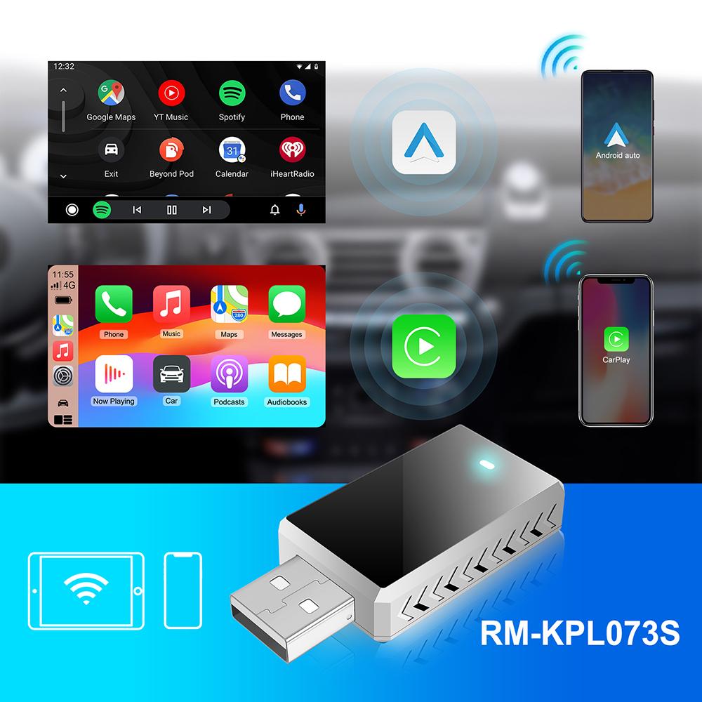 LEXXSON 2 In 1 Mini Carplay Wireless Adapter Seamless Integration Android Auto For Apple USB Type-C Dongle In Universal Car