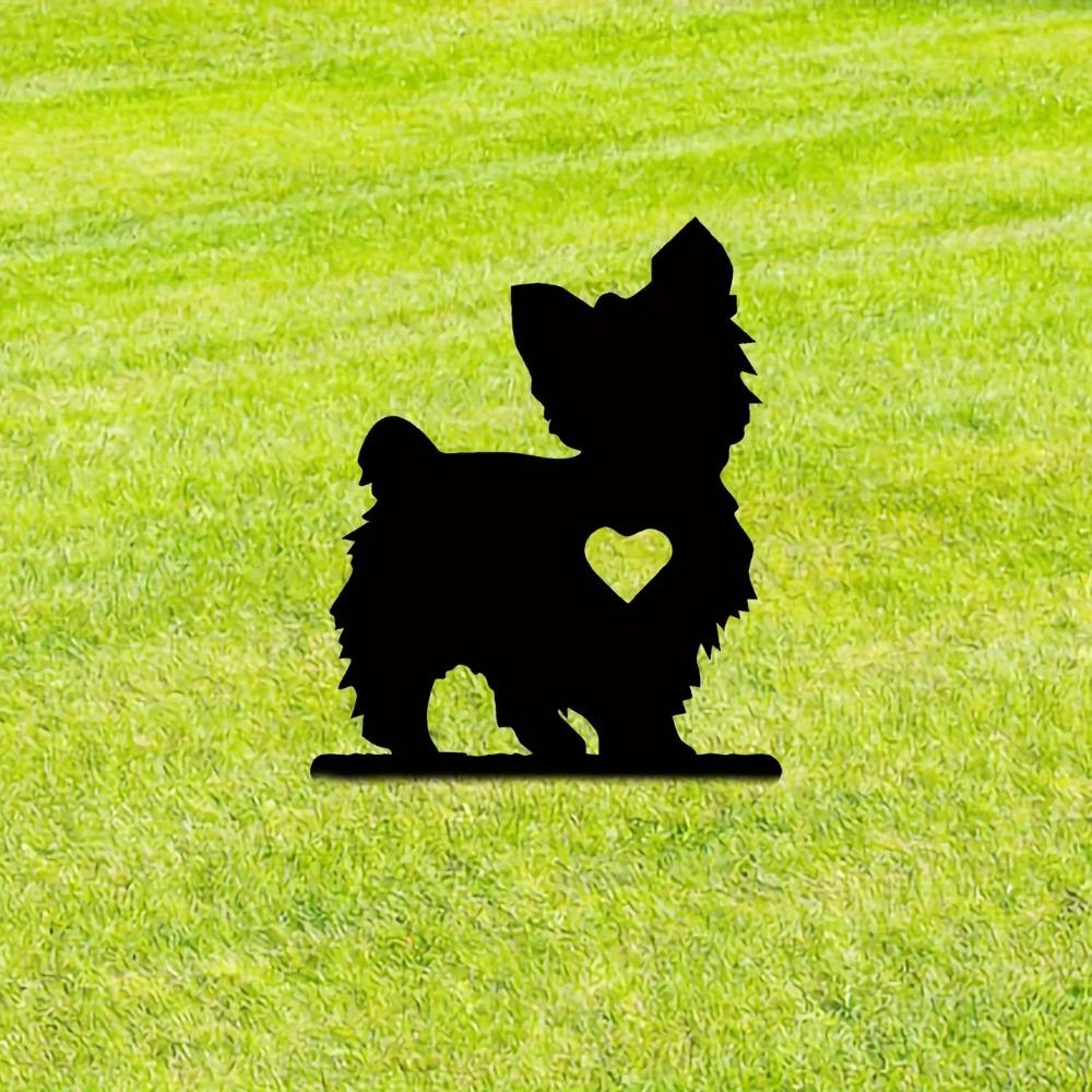 Cute Dog Garden Stake Iron Art Silhouette Metal Yard Sign Creative Outdoor Courtyard and Garden Decoration for Pet Commemoration