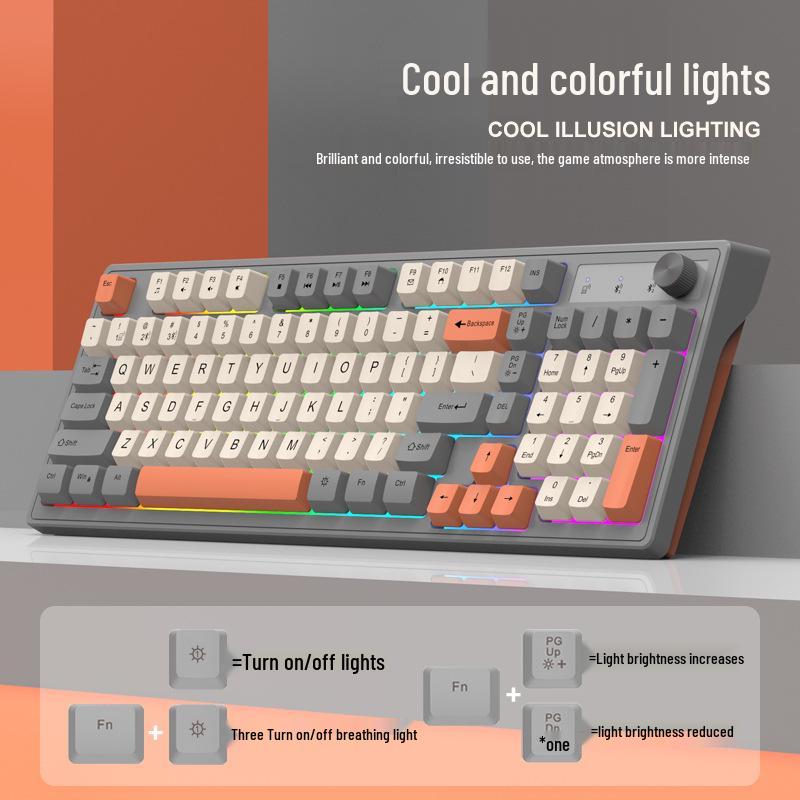 Viper K98 Dual-Mode Wireless Bluetooth Mechanical Keyboard: Stylish Color-Block Design with Office and Gaming Luminous Features