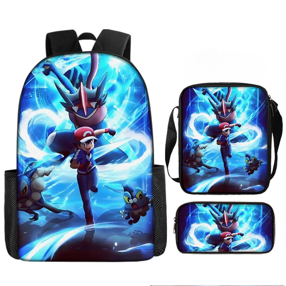 Cartoon Pokémon Printed Backpack Children Schoolbag Shoulder Bag Pencil Bag