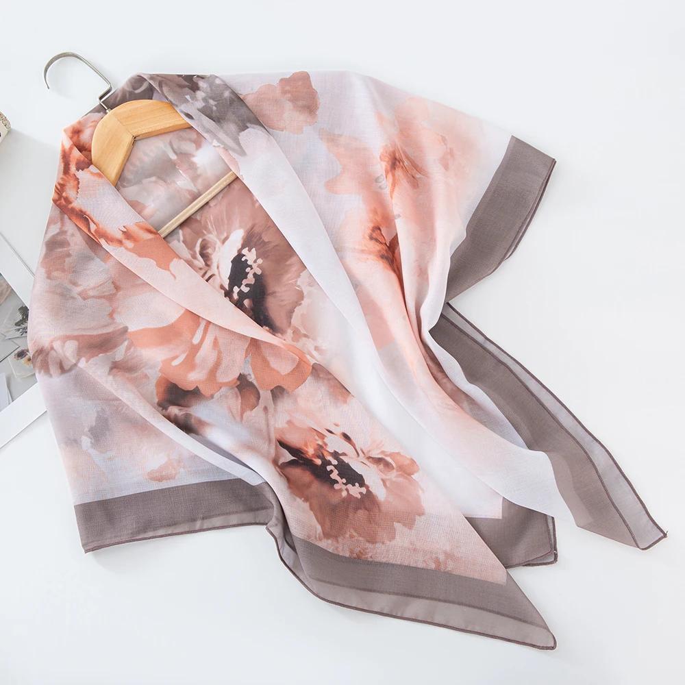 73Colors Malaysia Tudung Bawal Flower Print Hijab New Design Headscarf Premium Cotton Voile Soft Fashion Muslim Square Scarf