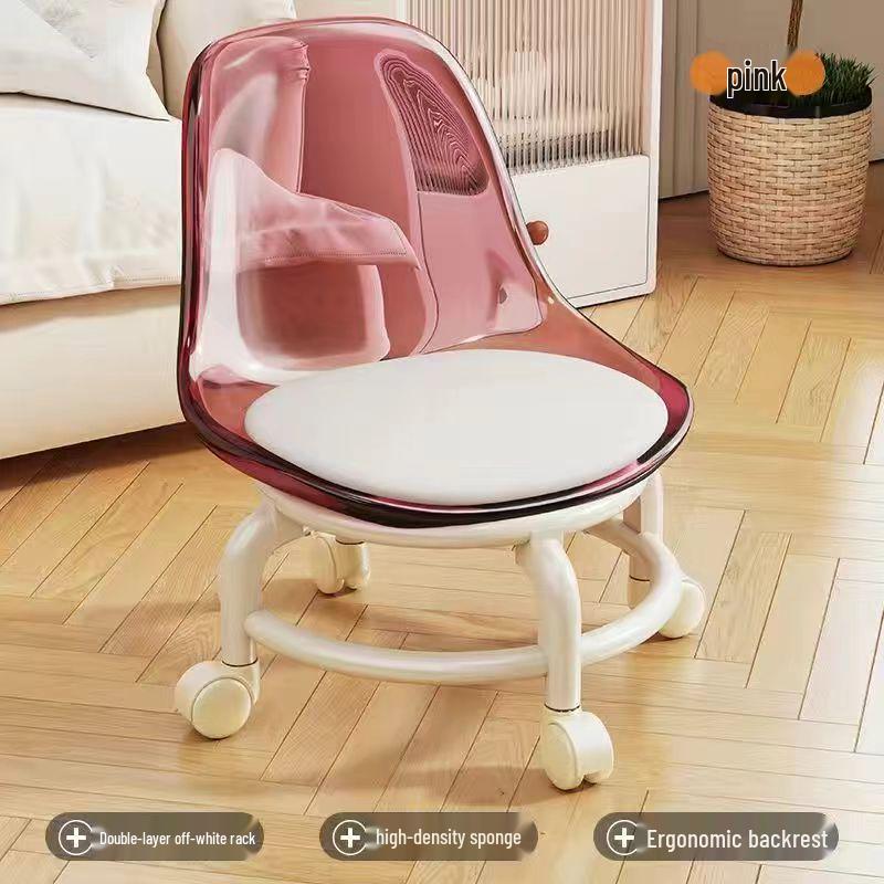 

Acrylic Backrest Rolling Stool with Casters - Child s Walk Learning & Grout Skating 34x29x38 cm