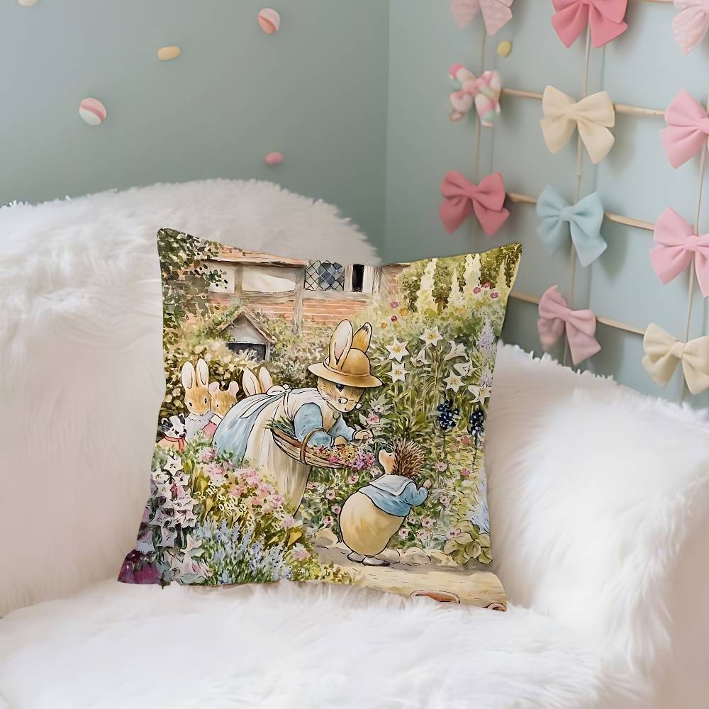 PPeters RRabbits Case Plush Fabric Soft Pillowcase Double Sided Print Cushion Cover Household Gifts