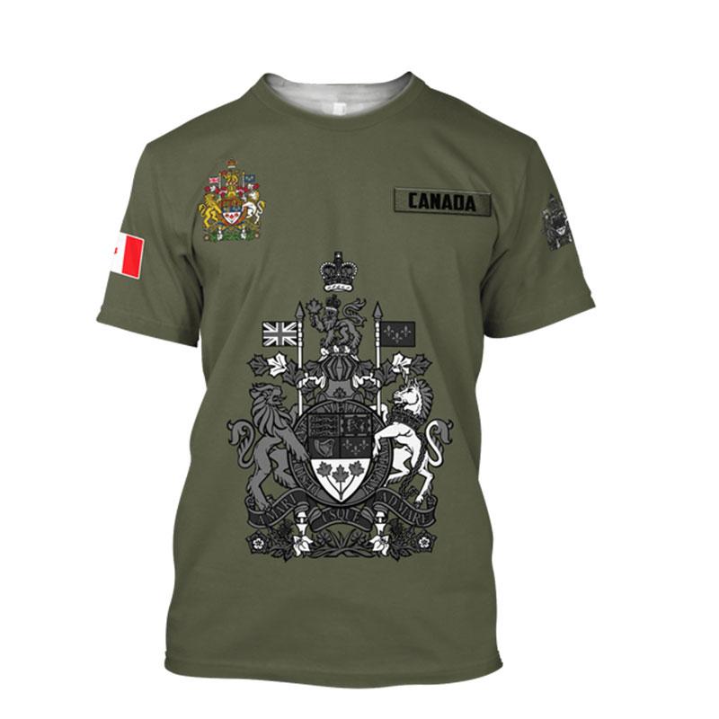 Kanadská vlajka Národní znak Tištěný vzor javorového listu Harajuku Pánská Dámská Móda Street Crew-neck Tričko s krátkým rukávem