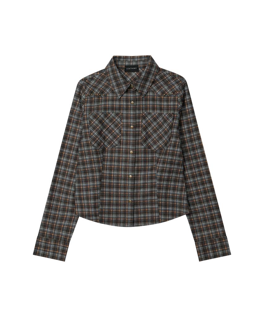 Ledeoli Check Western Slim Shirt [Black]