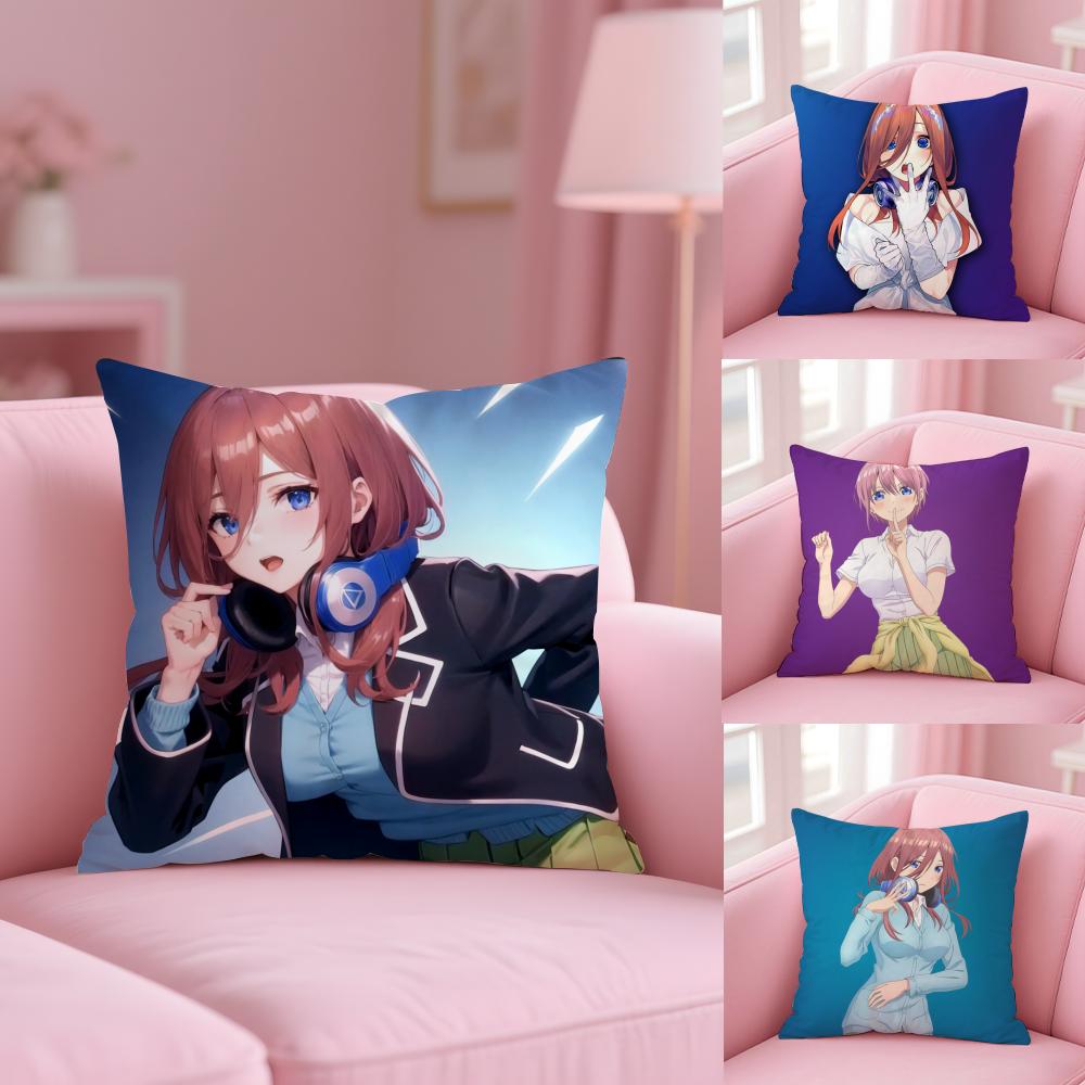 Q-Quintuplets Nakano Ichika Miku Cushion Cover Plush Fabric Soft Double-Sided Printed Sofa Warm Winter Home Gift Pillow Cover
