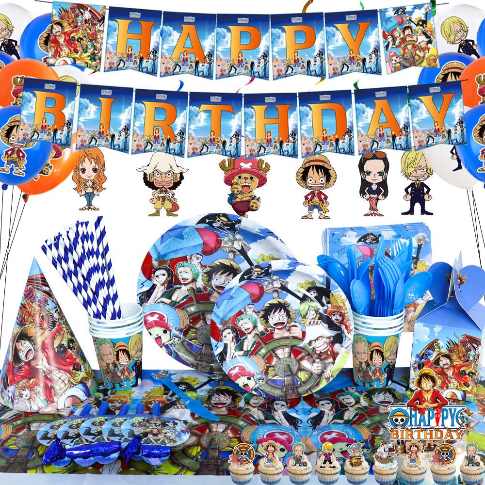 One Piece Birthday Party Supplies: Disposable Tableware Set & Decorations