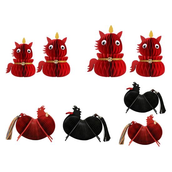 Chinesisches Neujahr Pferdefigur Ausziehbarer Waben-Tierkreis Pferd Dekoration 3D Faltpapier Pferd Tischornament für Frühlingsfest Heimdeko