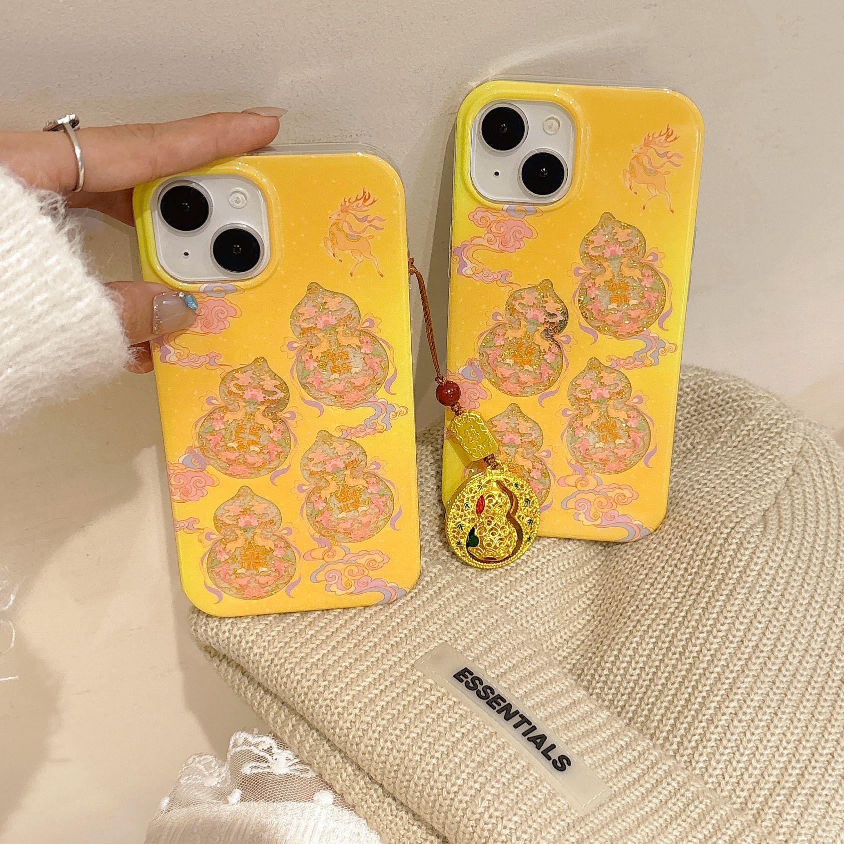 

Чехол для телефона IMD Guofeng Xiangyun Gourd Glitter для Apple 13/14Pro/15Pro/16Pro Max Pura 70