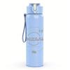 1PC Thin faded vintage text sketch print 750ml colorful plastic sports water bottle leakproof pop up lid with straw for outdoor work home use
