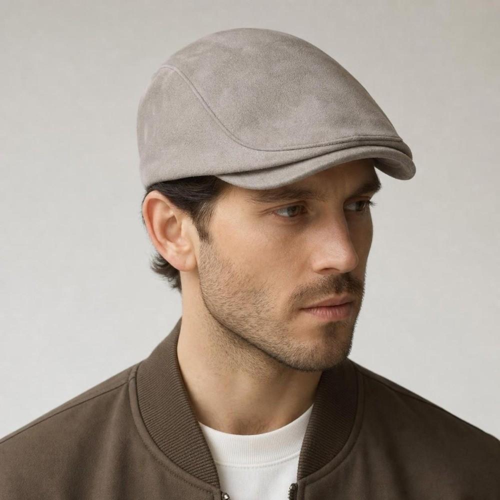 Solid Color Winter Forward Hat Warm Retro Flat Cap Unisex Suede Newsboy Cap Daily