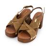 Penn Tan Leather Sandals with 9cm Square Heels for Women LES TROPEZIENNES PAR M.BELARBI