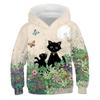 Girls' Hooded Long-sleeve Sweatshirt, Cute 3D Cat Pattern, Children's Spring and Autumn Casual Outdoor Pullover