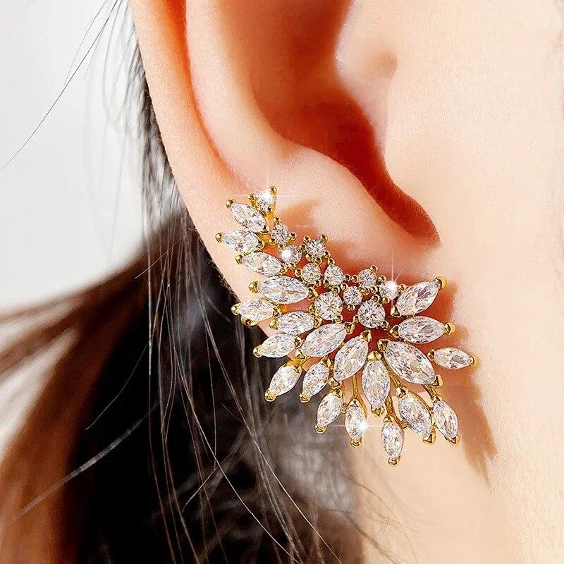 Gorgeous Women's Stud Earrings Full with Dazzling CZ Stone Sparkling Ear Piercing Earrings Party Jewelry Drop Shipping