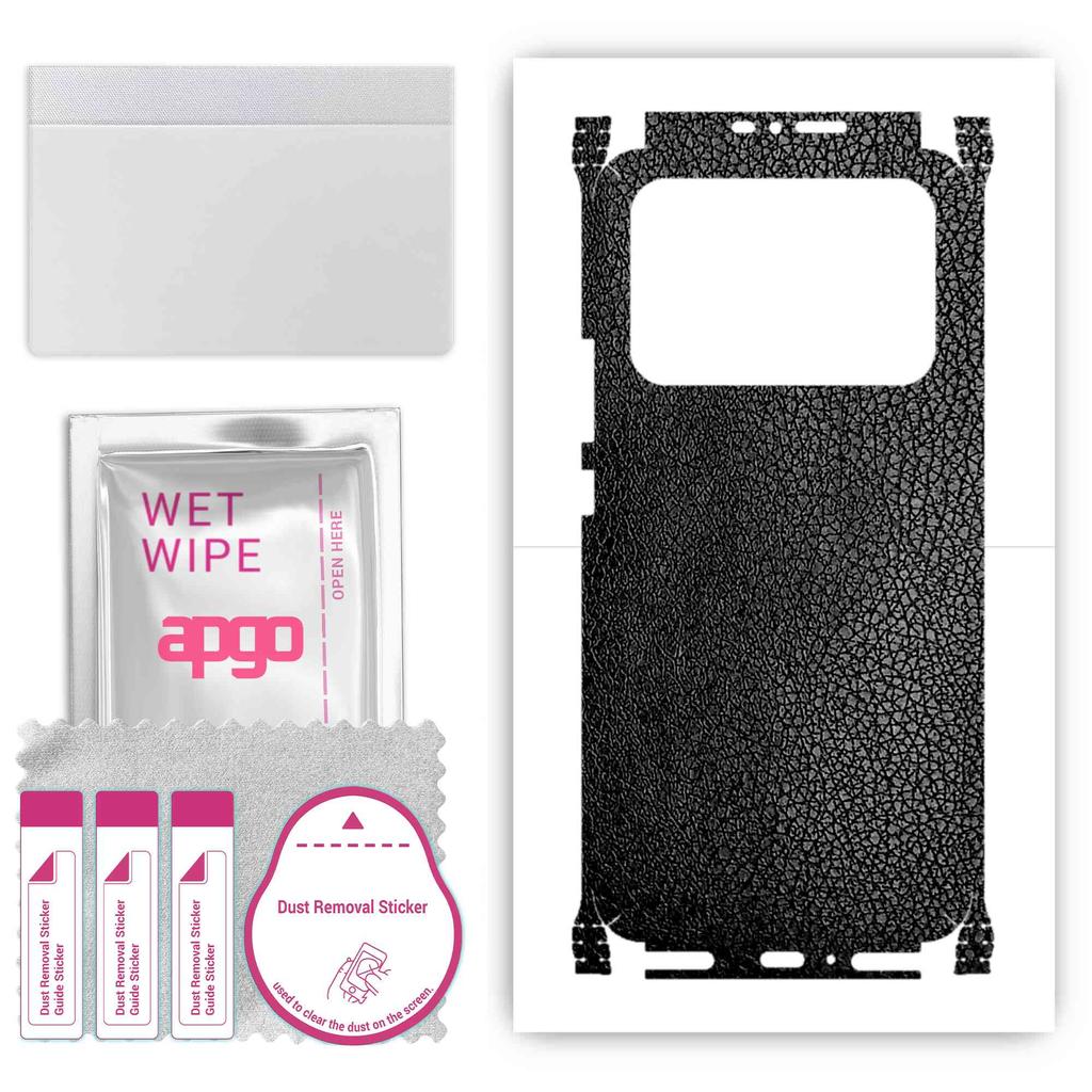 apgo Protective Skin Sticker for the back+sides compatible with Xiaomi Mi  11 Ultra, Full Wrap Film, Foil, Vinyl - Pattern Black Leather