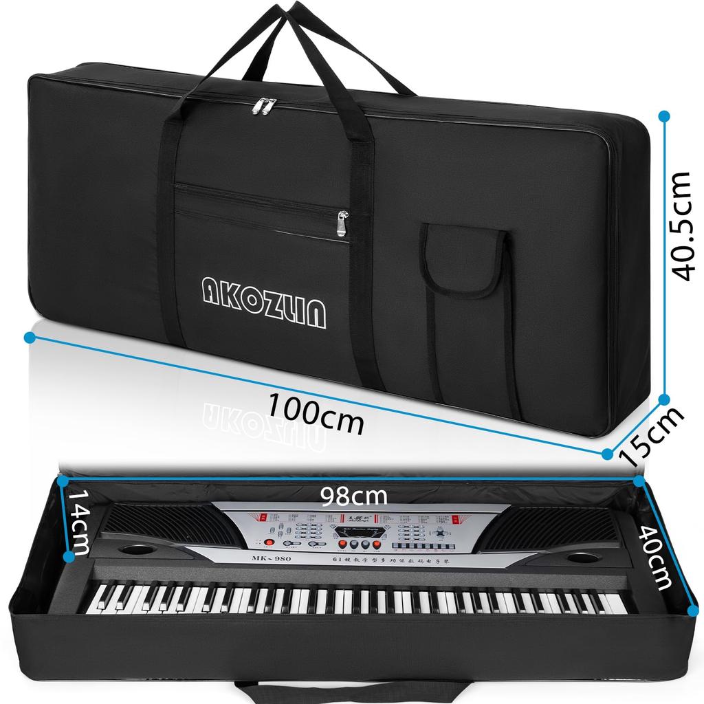 AKOZLIN 61-Key Keyboard CaseBagDigital Piano Case with Adjustable Strap and Pocket, 600D Oxford Cloth, Shockproof, 3-Way Multi-Purpose, Handbag,