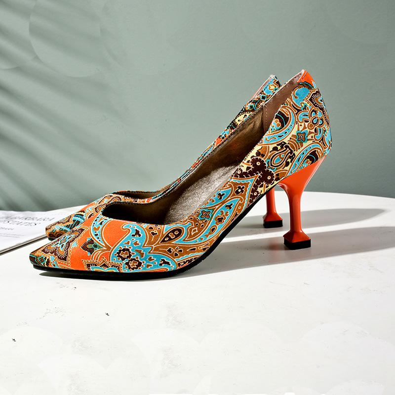 Women's high-heeled single shoes spring and summer pointed thin heels large size versatile low-top shoes