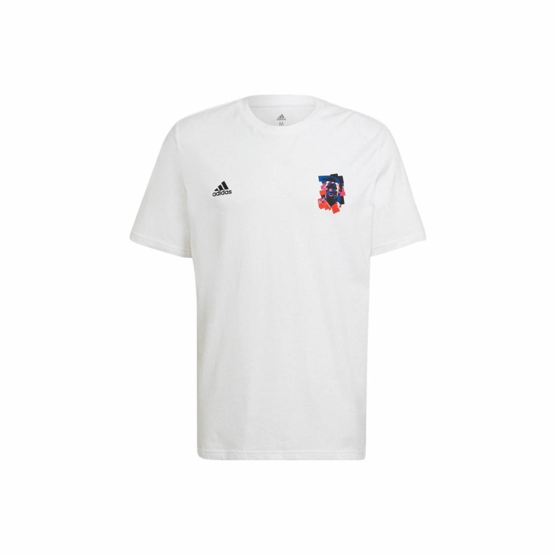 

adidas Letter and Number Print Sports Short-Sleeve Soccer Jersey for Men, White XXL