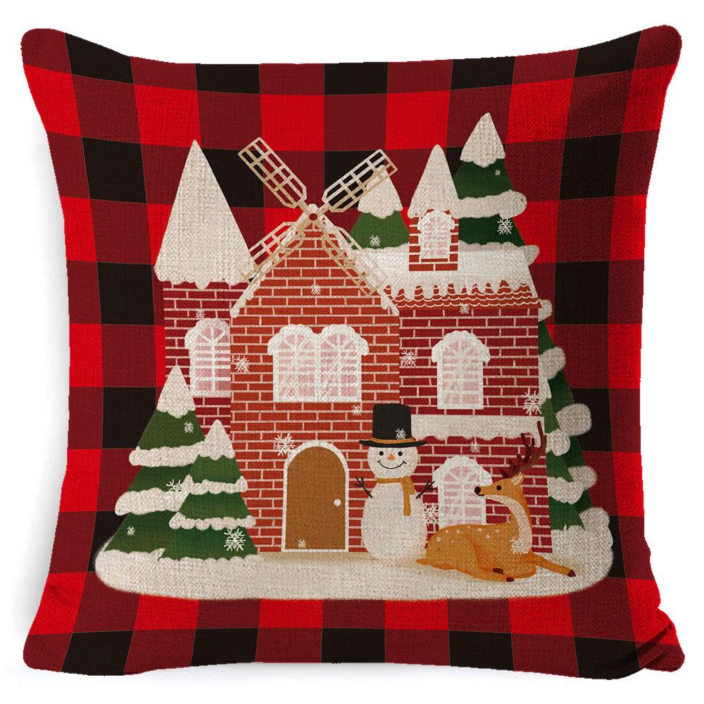 Christmas Pillow Cover Home Sofa Cushion Elk Letter Print Cushion Cover Christmas Atmosphere