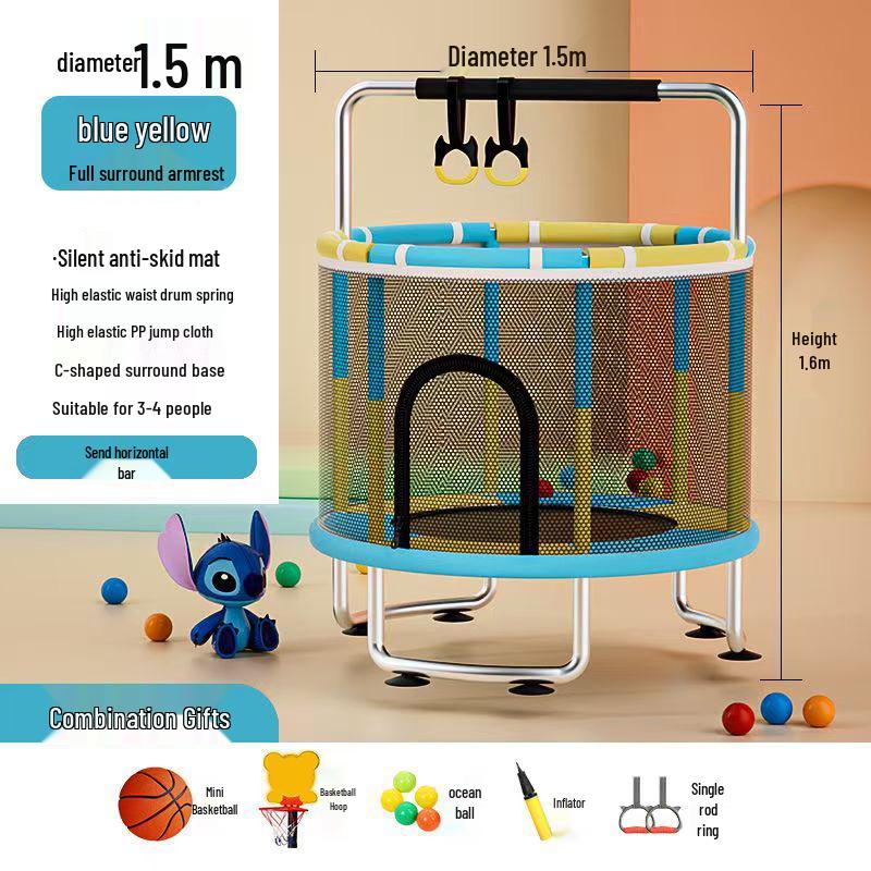 Indoor Family Trampoline with Safety Net for Kids and Adults