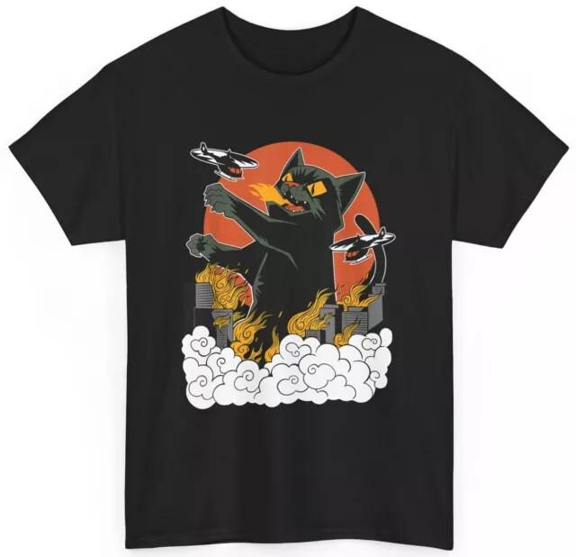 

Black Japanese Catzilla Sunset TShirt Unisex T-Shirt XXXL