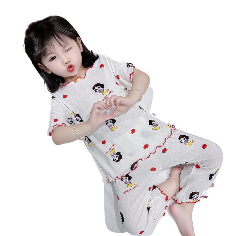 Girls Summer Ice Silk Cartoon Pajama Set Cute and Stylish