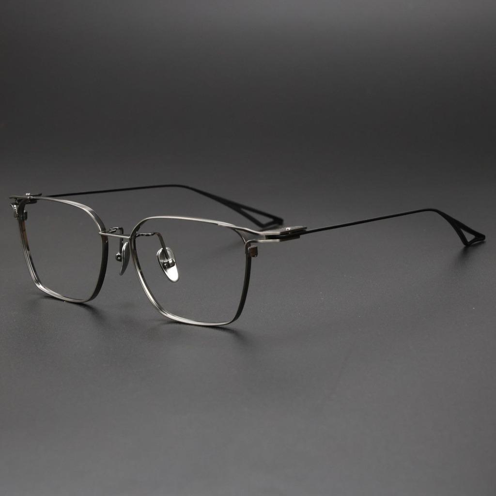 

Ultra Lightweight Pure Titanium Square Blade Eyeglasses Frames Blue Light Blocking Prescription Compatible Business Frames