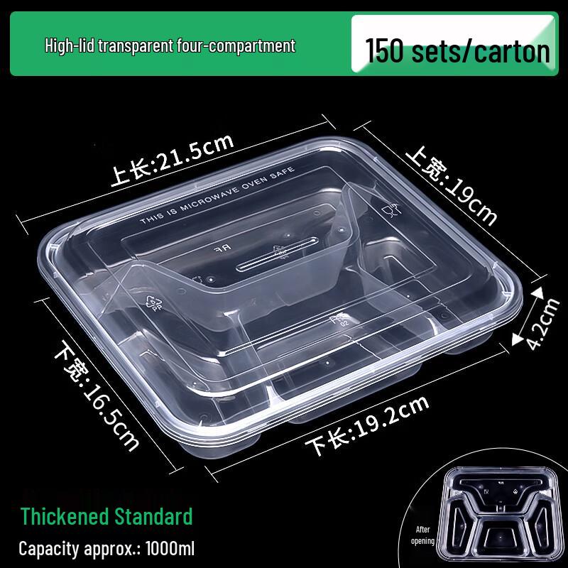 Yudefeng Disposable 4-Compartment Meal Prep Containers