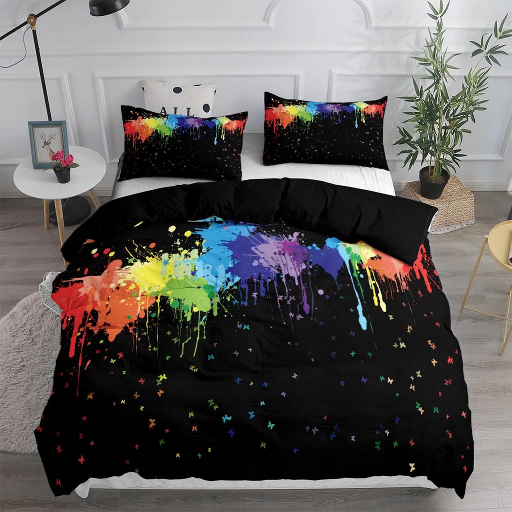 Artistic Loving Heart Duvet Cover Sets Kids,Twin Full King Bedroom Set Geometric Bed Set Cotton Home Textile Bedroom Set Queen