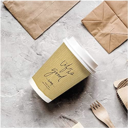 Japan Dixie Paper Cups, 273ml (9 Oz), Kraft Flavor, Pack of 40, Hot and Iced, Made In Japan, Cafe Style, Disposable, Insulated, Heat-Resistant, Commer