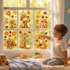 Harvest Festival Window Decor 6 Sheets Autumn Stickers, Thanksgiving Cartoon Static Cling Decorations with Fall Art Pumpkins Maple Leaves Scarecrows