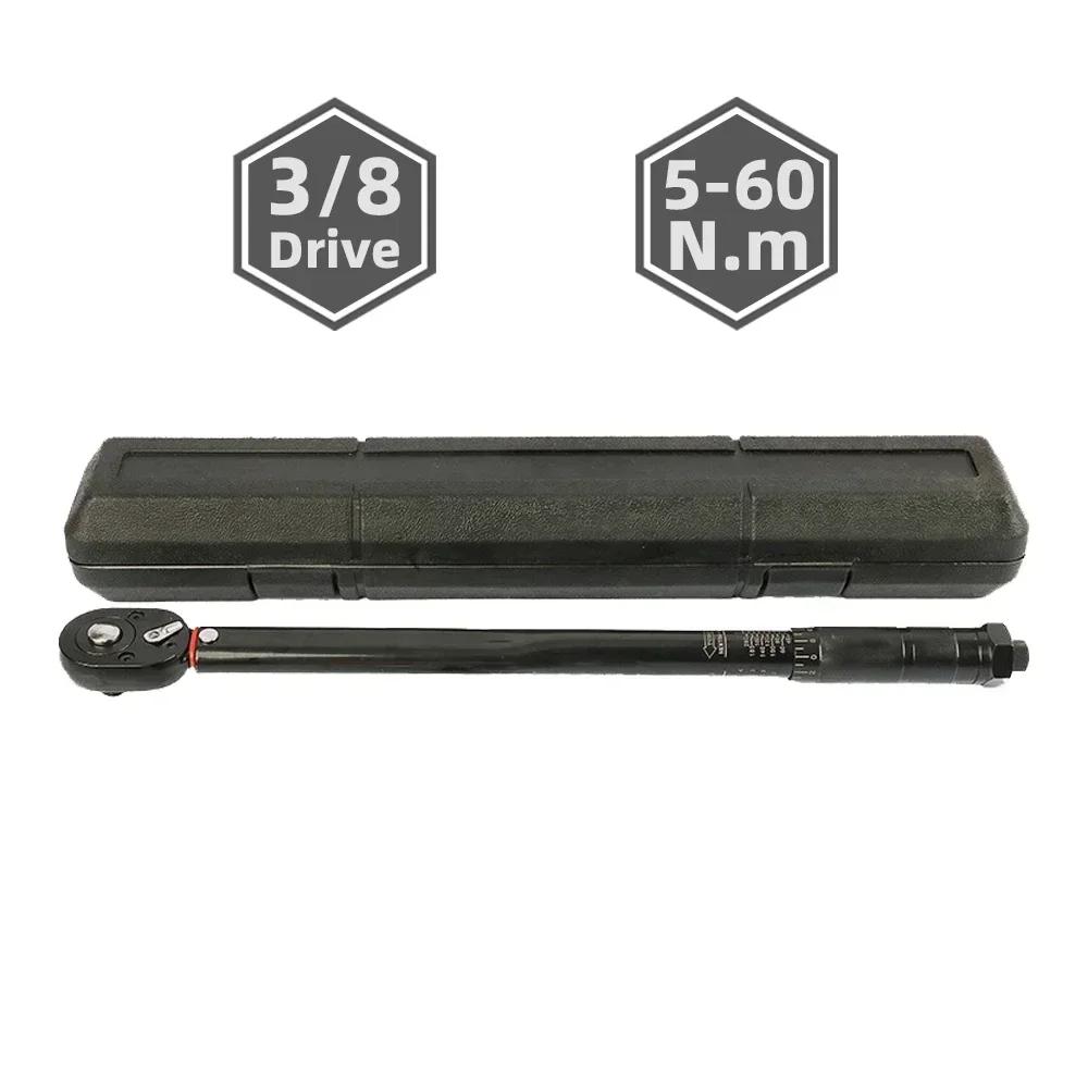 

5-60N.m Torque Wrench 3/8 Square Drive Preset Bicycle Torques Key Two-way Ratchet Car Bike Automotive Hand Tools