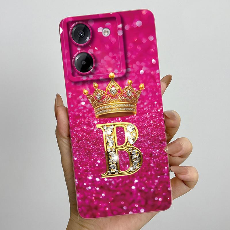 For Xiaomi Poco M7 Pro 5G Case Crown Letters Antifouling Non-slip Luxury Cover Couple For xiaomi poco m7pro PocoM7Pro Soft Funda