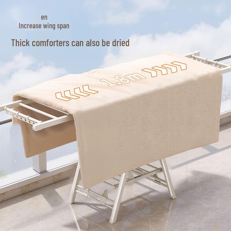 Adjustable Foldable Clothes Drying Rack for Indoor/Outdoor Use - Ideal for Bedroom, Balcony, and Baby Items.